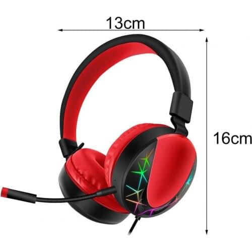AKZ-021 Wired Headphone RGB Luminous Retractable Dynamic Wired Gaming Headset Earphones Home Office Wired Headset Headphones