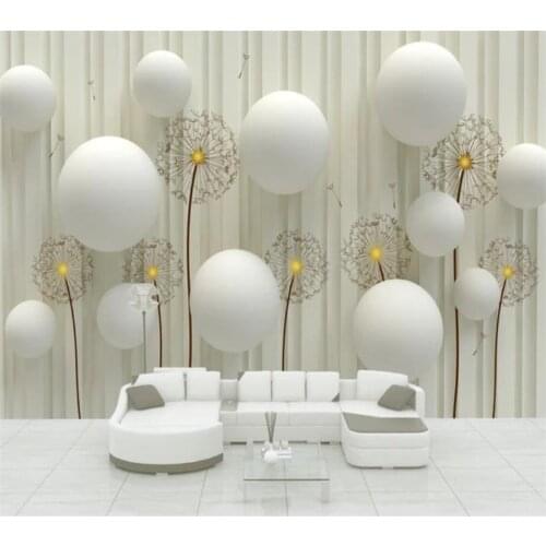 Wellyu Custom large wallpaper murals 3D background wall murals three-dimensional ball dandelion decorative painting 3d wallpaper