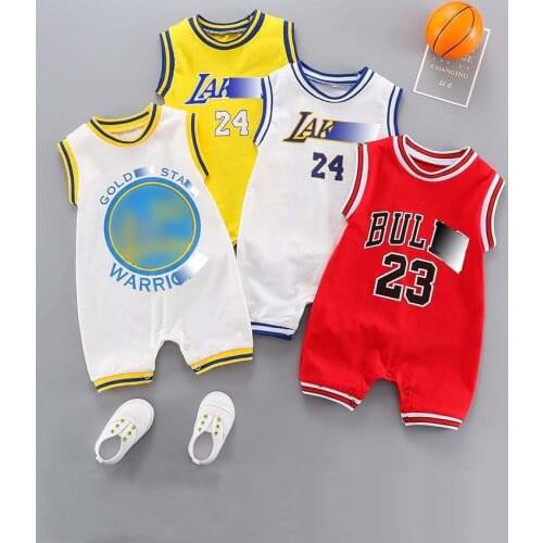 Baby Romper Summer Basketball Sport Uniform Infant Kids Boys Girls Cotton Jumpsuit Sleeveless Outift Clothes 6 12 18 24 Months