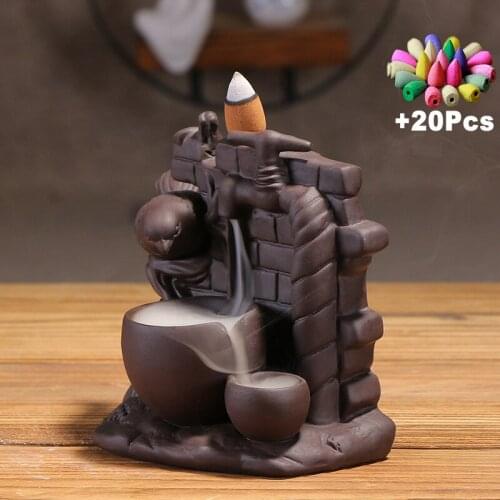 Gift 20Ps Incense Cones Chinese Style Bird Drinking Water Creative Ceramic Backflow Incense Burner Interesting Ornaments Ashtray