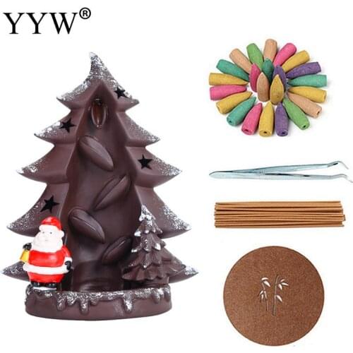 Incense Burner Ceramic Backflow Christmas Tree Santa Claus Creative Incense Burner For Home Or Office Incense Stick Holder