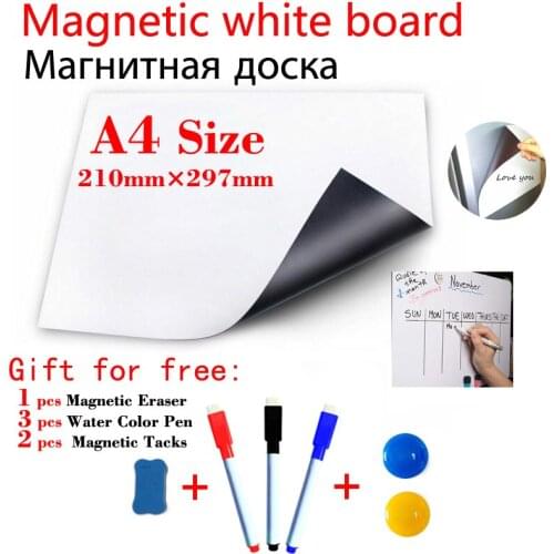 A4 Size Magnetic Whiteboard Kitchen Fridge Sticker Magnets Presentation Message Boards Gift 3 Pen 1Eraser 6 Magnetic Tacks