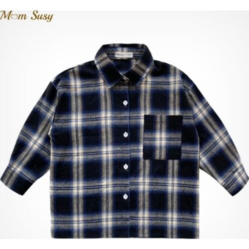 Fashion Baby Girl Boy Plaid Shirt Child Shirt Loose Outfit Oversized Spring Autumn Summer Baby Casual Clothes 1-10Y