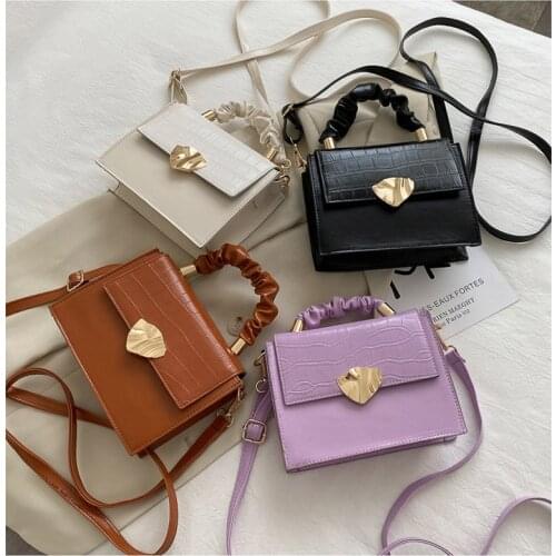 Fashion Women Solid Color Shoulder Handle Bag Trend Casual PU Material Summer Cross Body Bag Ladies Girls Stone Pattern Handbag