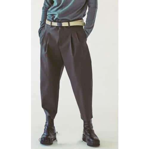 Mens New Fashion Personalized Large size customizatio Nine points simple classic loose casual pants