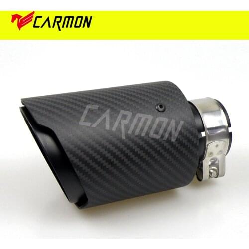 Matte Twill Carbon Fibre Car Exhaust Tip Black Coated Stainless Steel Muffler Tip Tail Pipe for BMW BENZ AUDI VW Car Accessories