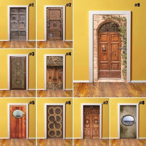 Home Decoration Decal 3D Creative Retro Poster Door Stickers Waterproof Wallpaper Canvas Print Art Picture For Kids Room Paste