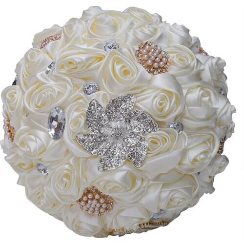 The New 2021 Bridal Water Diamond Holds A Flower Simulation Ribbon Rose Bride Holding Bouquet