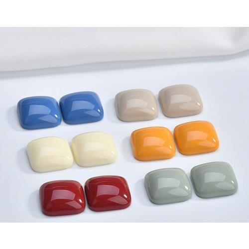 New style 50pcs/lot 17mm color printing geometry square shape flatback resin beads diy jewelry earring/garment pendant accessory