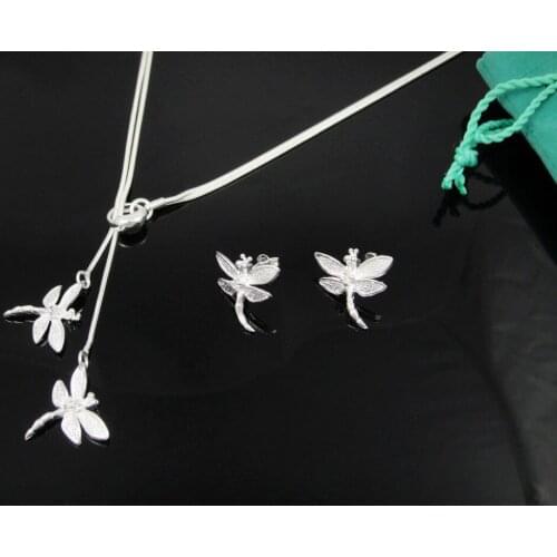 Wholesale . sterling Silver color fashion wedding bridal jewelry necklace + earrings Ladies jewelry set low price bride party
