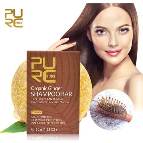 PURC Organic Handmade Cold Processed Ginger Shampoo Bar for Hair Loss Treatment Growth Hair Natural No Chemicals Vegan