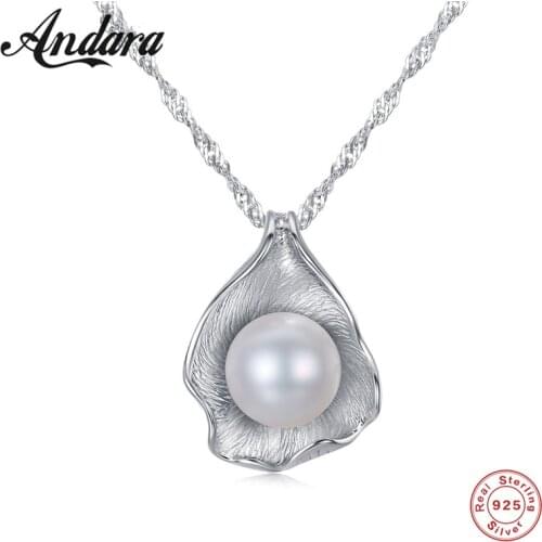 Sterling Silver Jewelry Necklace Natural Pearl Bead Boutique Pendant Necklace