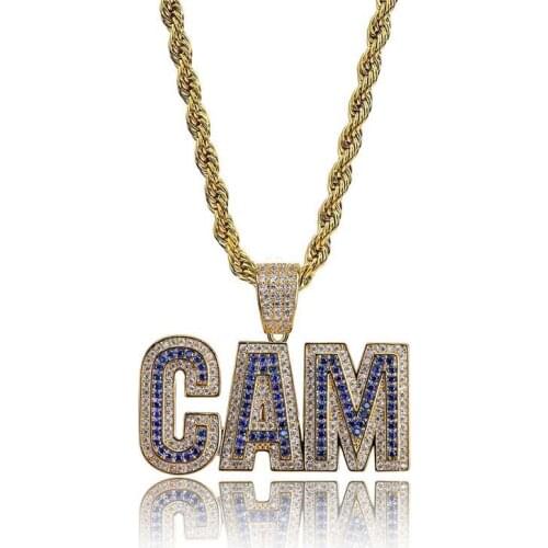 Iced Out Letters Pendant Necklace With Chain AAA Zircon 2 Colors Mens Necklace Street Style Hip Hop Jewelry