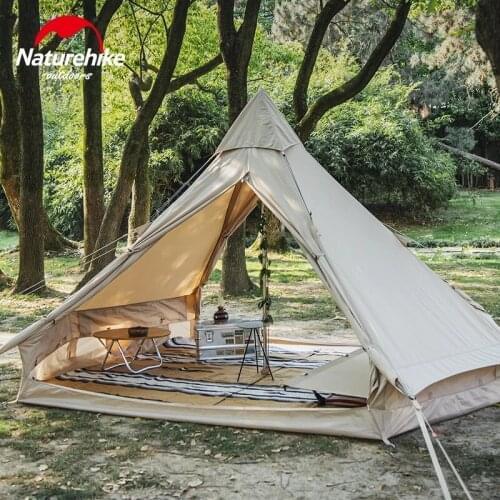 Naturehike Camping Tent Cotton Pyramid Tent Large Space Thickened 3-4 Person Tent Waterproof Hiking Breathable Tent Brighten 6.4