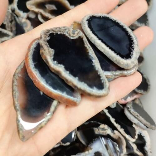 Reiki Healing Chakra Stone Natural Onyx Agates Pendants Black Slice Irregular Real Agate Quartz Stone Pendant Women Male