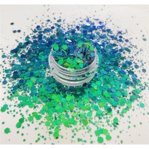 PrettyG 1 Box Colors Shift Chunky Mix Shape Glitter for Resin DIY Making Art Craft Nail Makeup Decoration