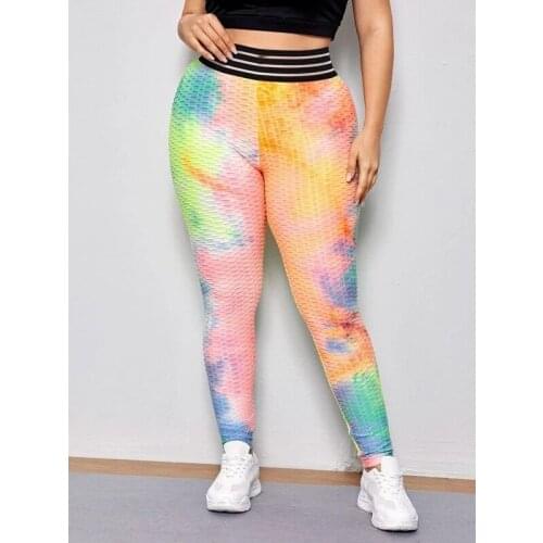 Plus Size Seamless Tie-dyed Sport Leggings High Waist Tights Workout Leggins Female Fitness Gym Yoga Pants