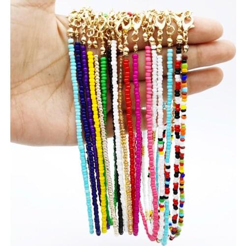 Handmade Seed Bead Choker Necklace Bohemian Colorful Beaded Short Collar Necklace For Women Beach Party Jewelry Gift