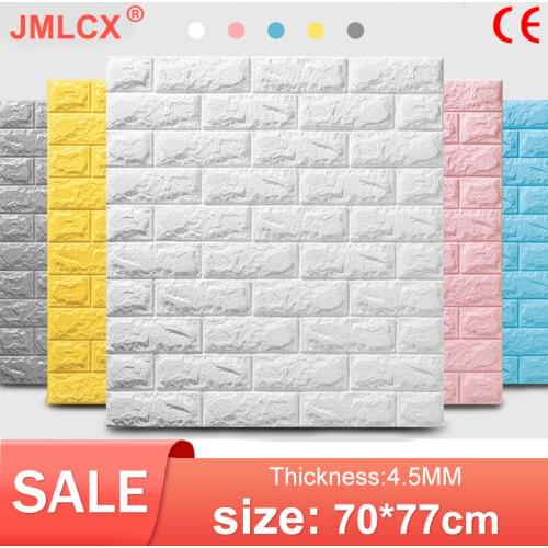 JMLCX Self Adhesive Waterproof TV Background Brick Wallpapers 3D Wall Sticker Living Room Wallpaper Mural Bedroom Decorative 1pc