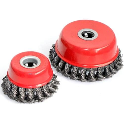 100*16mm 75mm 3" Steel Wire Knotted Crimped Cup Brush For Angle Grinder