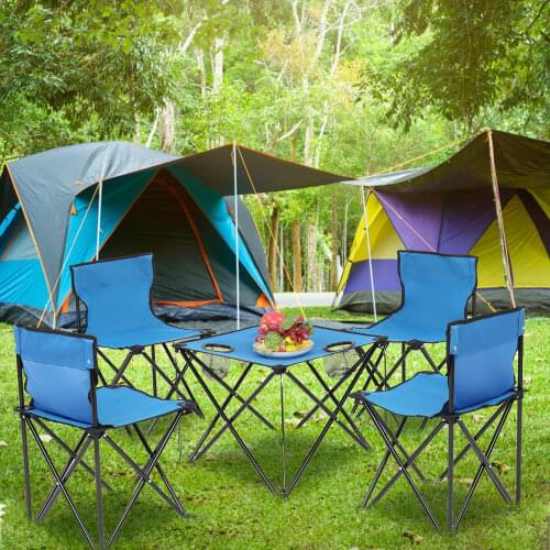 S-tadpoles Outdoor Portable Camping Table And Chairs Set Folding Camping Table With Seats 5Pcs Combination For Outdoor Picnic