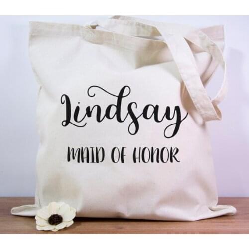 Personalize role name Wedding Bride Bridesmaid Maid of Honor Canva Tote Bags birthday party company gift bags clutches