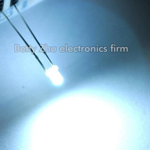 200PCS/LOT LED light-emitting diode 3MM (flat head have edge) transparent shell white light water clear