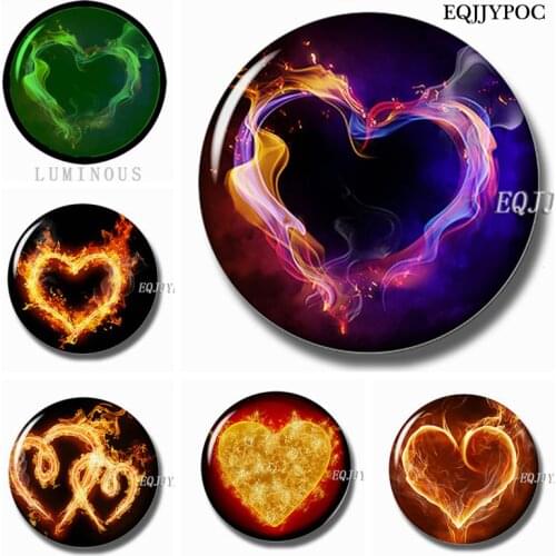 Heart-shaped Luminous Refrigerator Magnets 30 MM Magnet Fridge Notes Glass Dome Magnetic Stickers for Fridge DIY Home Decor