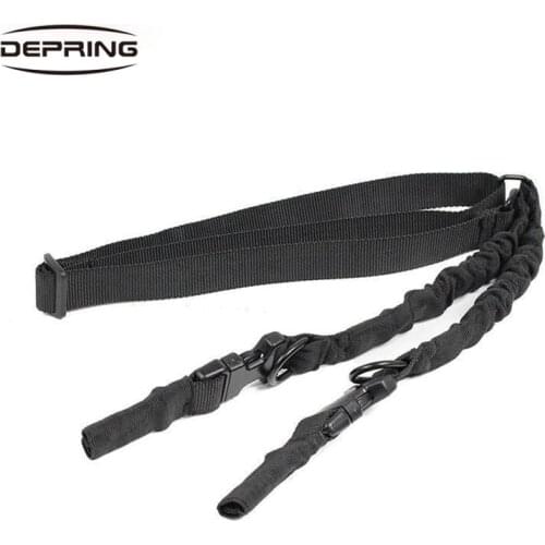 Tactical Two Points Rifle Gun Sling Strap Adjustable Bungee Sling Strap with Quick Detach Buckles & Shoulder Protecter