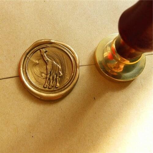 Vintage Cute Giraffe Custom Picture Logo Wedding Invitation Wax Seal Sealing Stamp Sticks Gift Box Set Kit Animal seal stamp