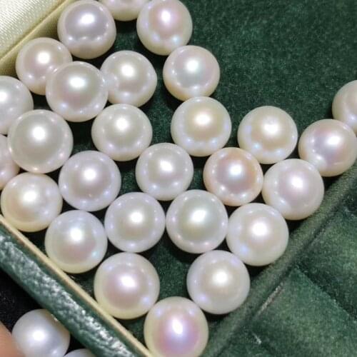 High Luster Flawless Natural Freshwater Pearl Zhuji Cultured Loose Round Pearl Half Hole Pearls