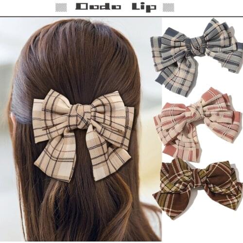 Plaid Bow Hair barrette Hair grips Hairpin For Women Girls Ladies Duck Bill Hair Clip New Cute Barrette Hair Accessories Hairpin