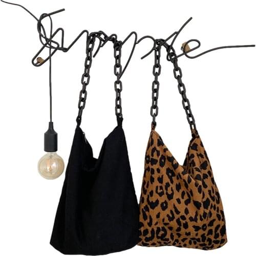 Female Single-Shoulder Bag, Large Capacity Multipurpose Solid Color/ Leopard Print Handbag Storage Bag for Women