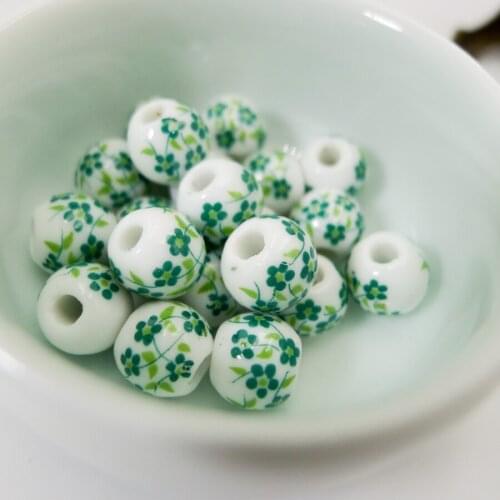 10# 40pcs Jingdezhen Ceramic Beads Oblate DIY Porcelain Bead For Jewelry Making 10mm Beads #A316C