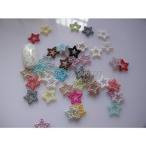 100pcs Cute 12mm Nail Art Mix Color Star Pearl Nail Art Decoration
