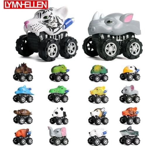 18 Pcs Latest Tyrannosaurus Dinosaur Wild Animal Marine Life Pull Back Racing Small Car Children Kids Boy Collection Toys Gifts