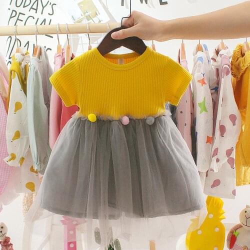 2021 Fashion Spring Dresses Toddler Kids Baby Girls Patchwork Tulle Casual Summer Clothes Princess Dresses 0-2years Girl Clothes