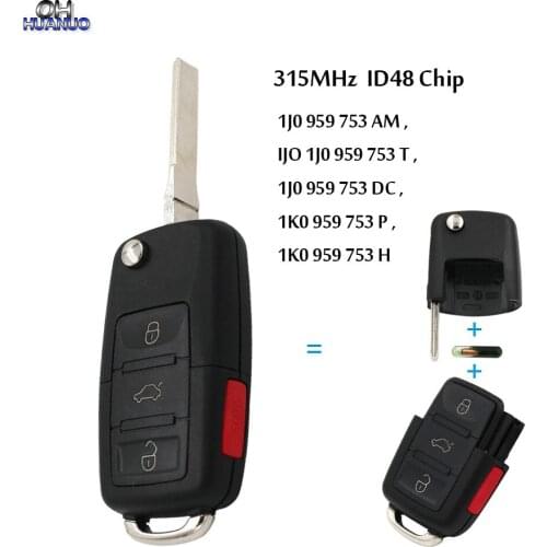 3+1/4 Button Folding Remote Key 315 MHz With ID48 Chip For VW /Passat/Rabbit/Golf/cc