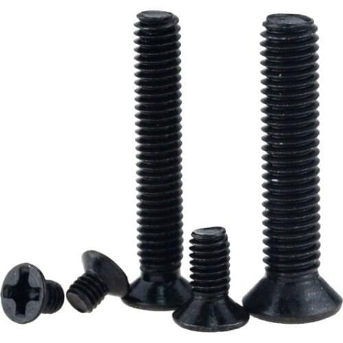 30PCS M3.5*8 10 12 14 16 18 20 25 30 Black Carbon Steel Cross Phillips Flat Countersunk Head Screw Bolt M3.5x8 M3.5x10 M3.5x30