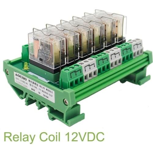 6 Channel 1 SPDT DIN Rail Mount OMRON G2R 12V DC/AC Interface Relay Module