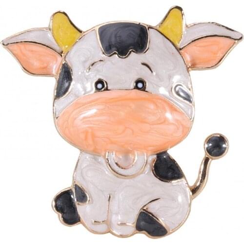 80% Hot Sales!!! Women Lovely Cartoon Animal Cow Cattle Brooches Pin Badge Clothes Accessory