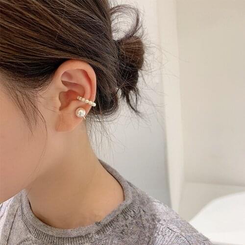 AOMU 3pcs Vintage Petite Pearl Metal Beads Semicircle Fashion Ins bone clip Earrings Set for Women Gifts Jewelry серьги Pendant