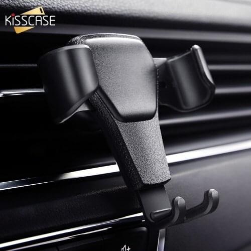 KISSCASE Gravity Car Phone Holder For Samsung Galaxy S9 Plus S9 S8 Plus Original Design Air Vent Mount PU Leather Holder Stand