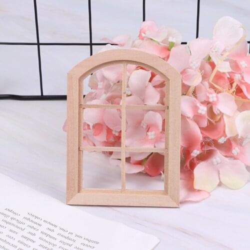 1:12 Wooden Six squares Arched Window Model Furniture Accessories Dollhouse Miniature