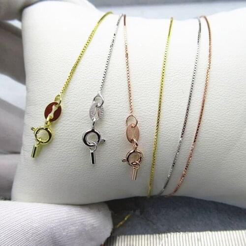 DIY Jewelry Accessory S925 Sterling Silver String pearl dedicated With casing box chain Gold & Platinum & Rose Gold