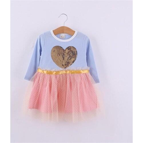 Dulce Amor Girls Princess Dresses Kids Clothes For Girls Spring Fashion Sequined Love Heart Dress Elegant Girls Party Dress
