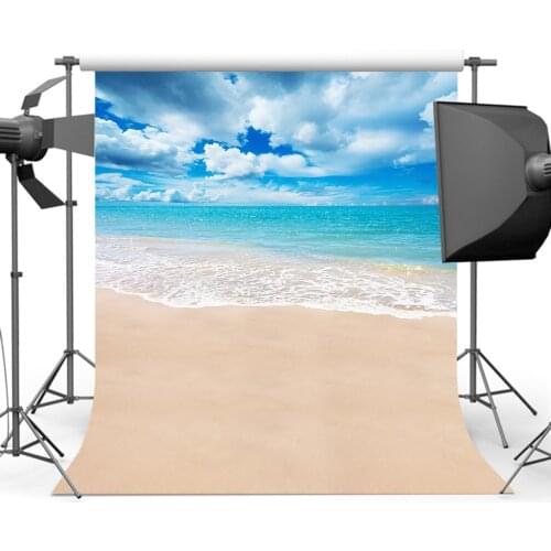 Mehofoto Summer Blue Sky Sea Wave Backdrops Phtoography Sandy Beach Background for Photo studio sandy beach white cloud supplies