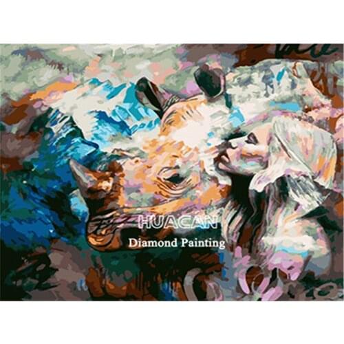 Beauty Wolf Animal Printed Water-Soluble Canvas 11CT Cross Stitch Embroidery Kit DMC Threads Hobby Needlework Painting Magic