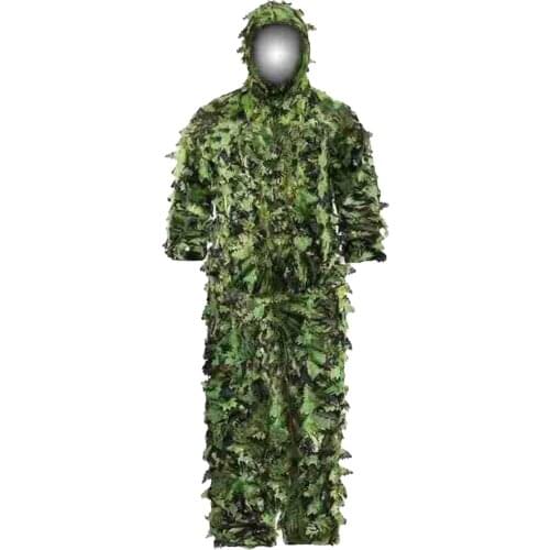 Fine Outdoor Ghillie Suit Camouflage Suit Jungle Suit CS Tactical Training Leaves Clothing Hunting Suit Pants Hooded Jacket