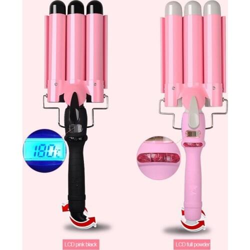 Temperature Control Three-stick Curling Iron LCD Temperature Control Water Ripple Curling Iron Hair Curler Hair Styling Care